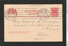 Nachlass Franz Steindachner, Postkarte von C. M. L. Popta an Franz Steindachner (25.07.1908), Inv.Nr. 403.08, Seite 1